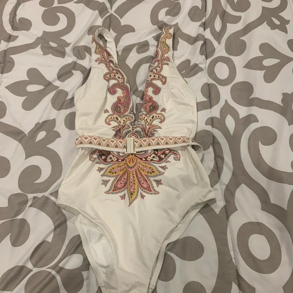 Zimmerman teddy belted plunge one piece bathing suit - size 1 - Picture 5 of 8